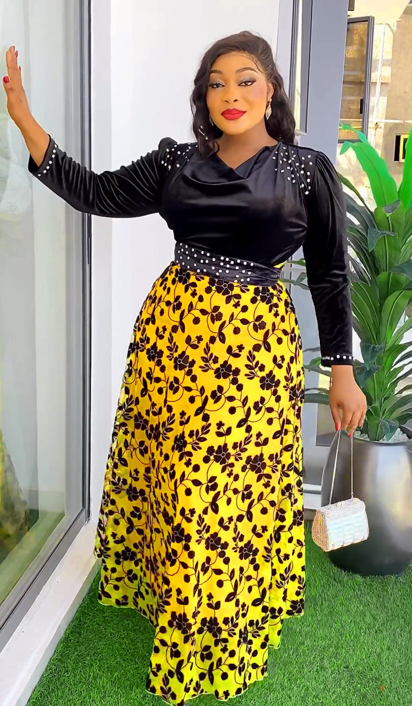 Africa Plus Size Women Printed Long Sleeve Elegant Dress 7