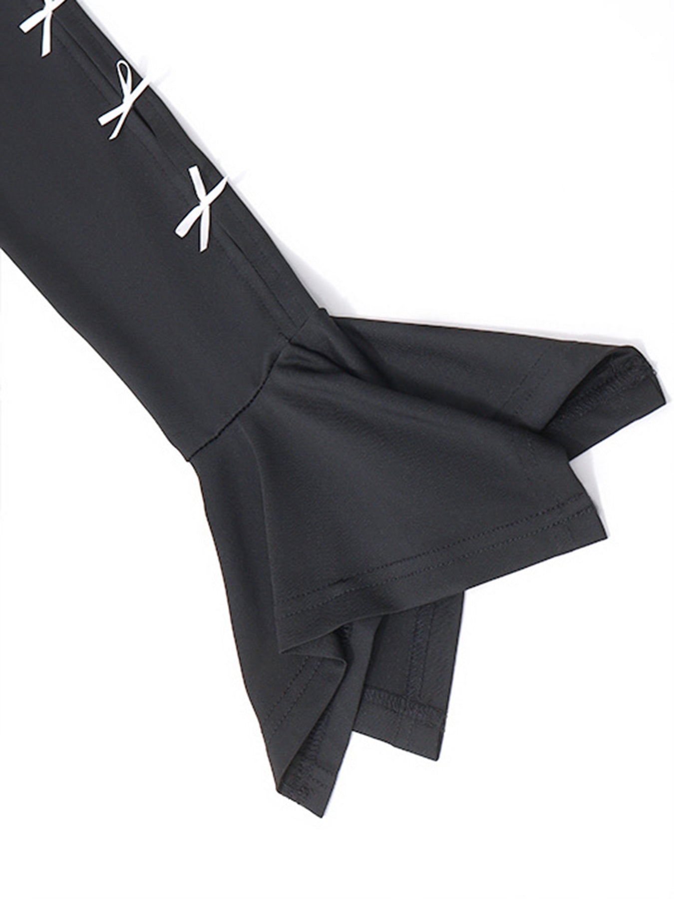 Spring Bow Lace-Up Bell Bottom Long Sleeve Dress 12