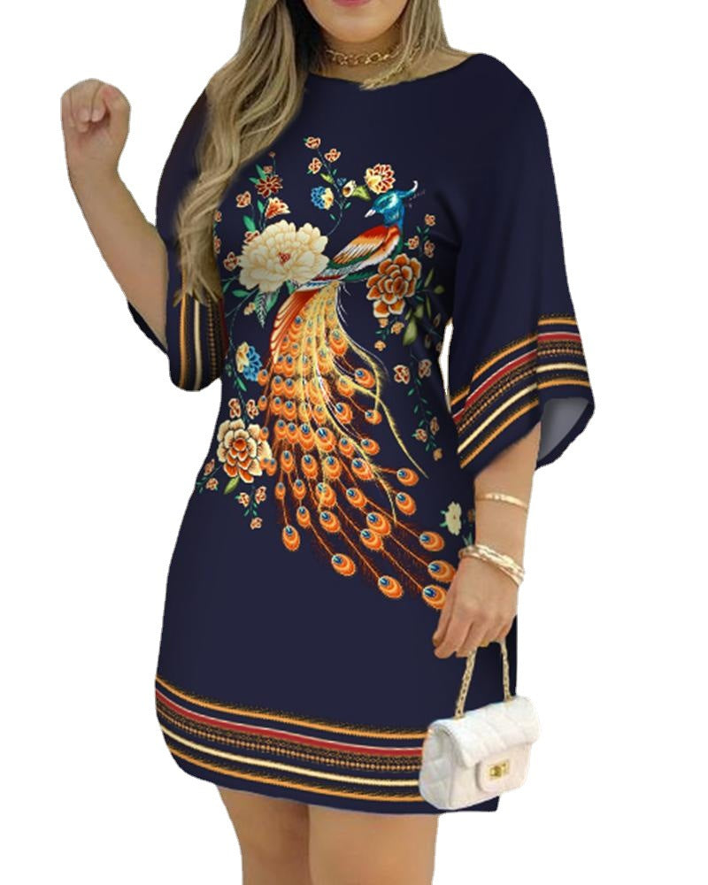 Women Spring Summer Printed Half Sleeve Dress 8