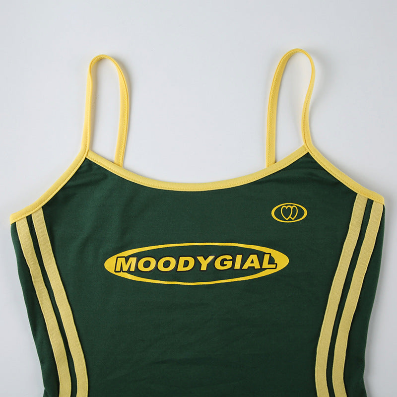 Women Summer American Sports Casual Digital Stripe Contrast Dress 14