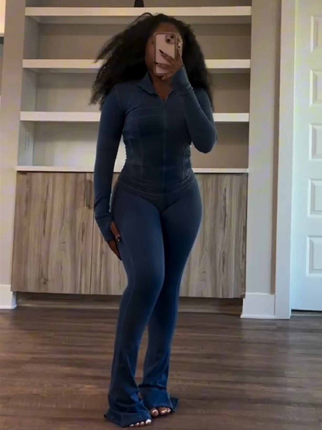 Spring/Summer Casual Sexy Tight-Fitting Bell Sleeve Two-Piece Pants Set 6