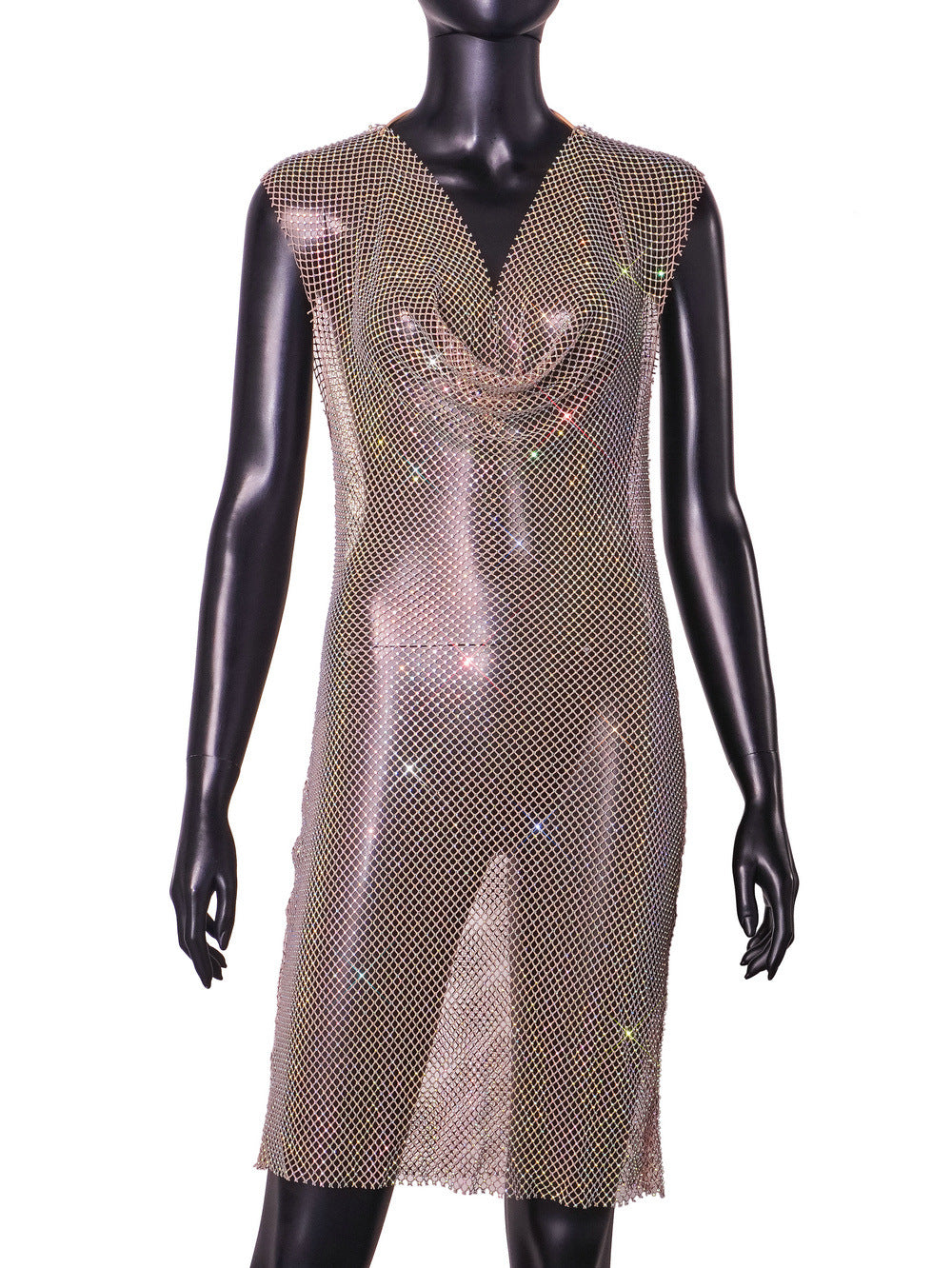 Women Summer Stretchy Rhinestone Sleeveless Dress 7