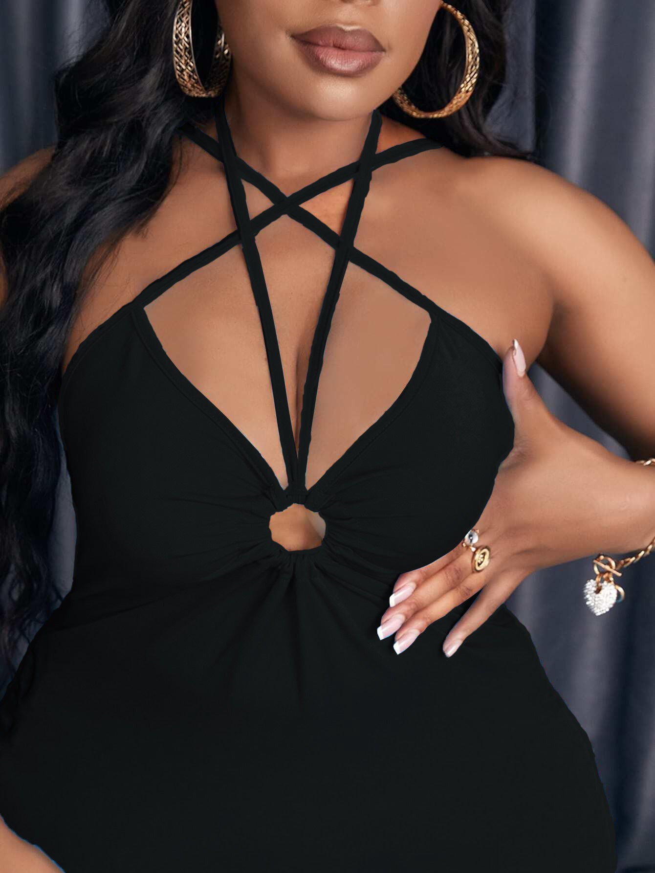 Spring And Summer Plus Size Women's Sexy Straps Slim Bodycon Long Dress 4