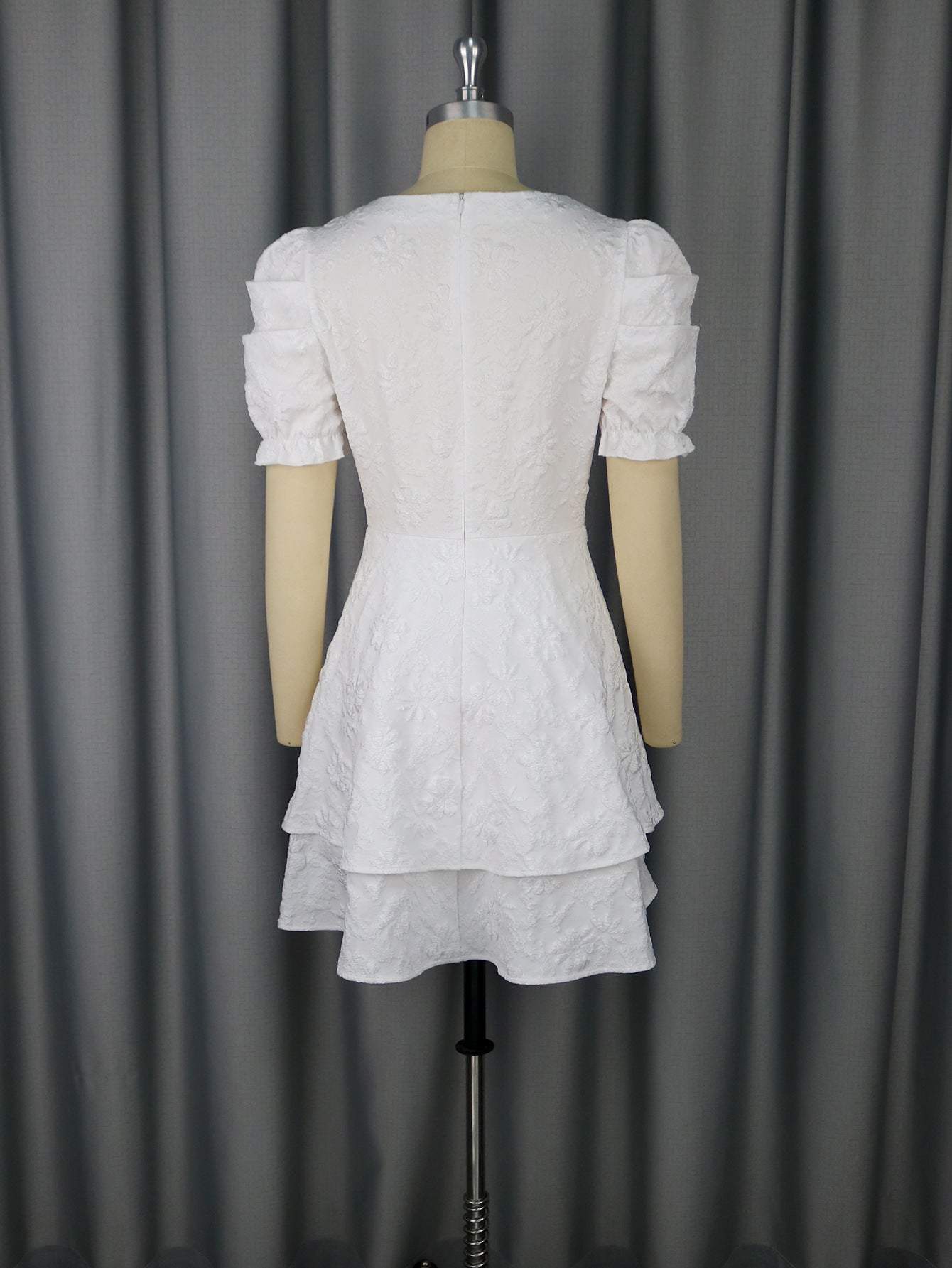 Women V-Neck Wedding Party Puff Sleeve Elegant Bridesmaid Dress 4