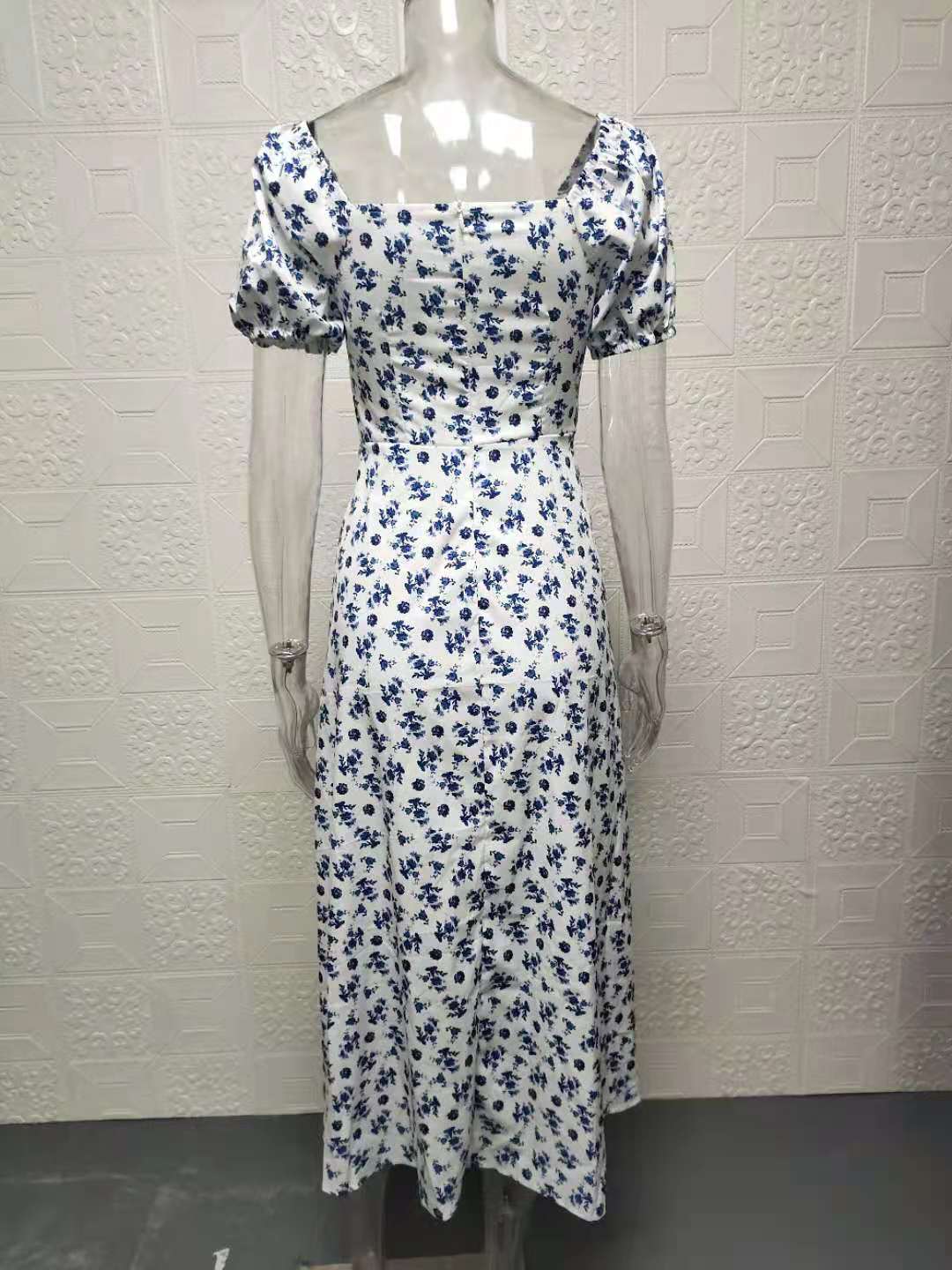 Square Neck Long Floral Summer Dress 25