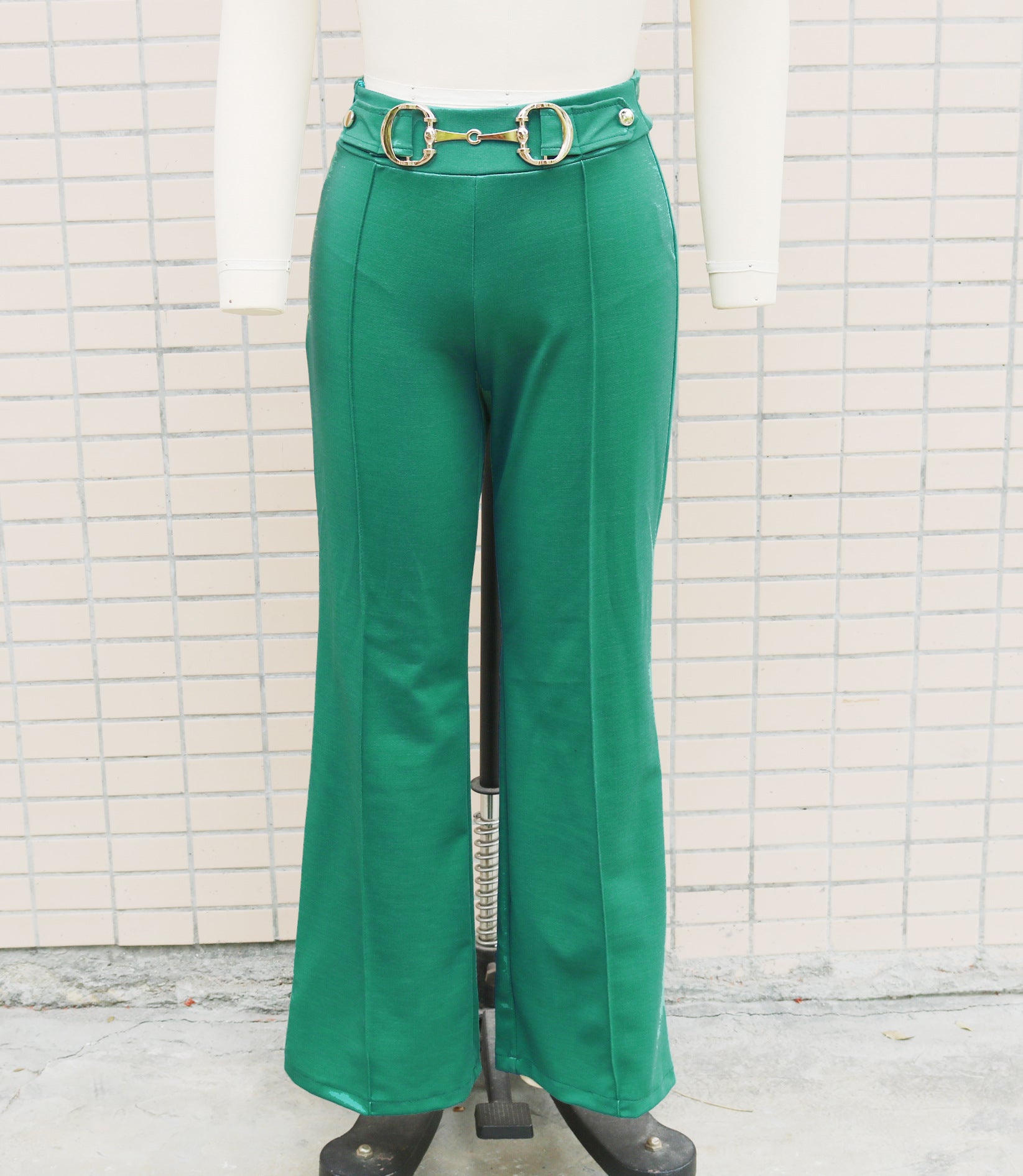Spring and autumn Casual solid color high waist metal decoration straight trousers 8
