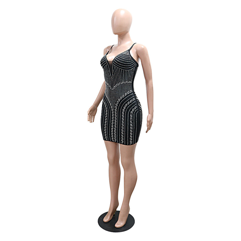 Sexy Fashion Strap Beaded Bodycon Party Dress 6