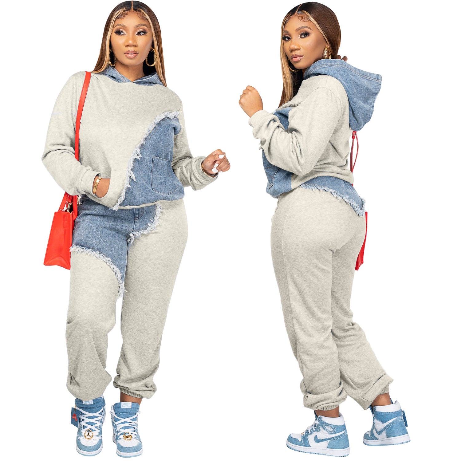 Women's Fashion Casual Hoodies Tie Long Two-Piece Set 14