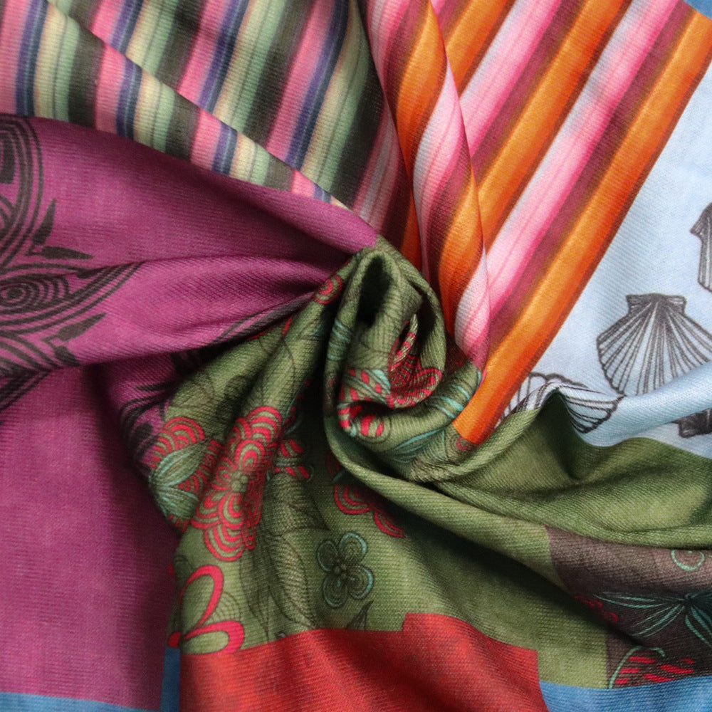 Plus Size Sexy Women's Irregular Printed Wide Leg Loose Street Pants 8