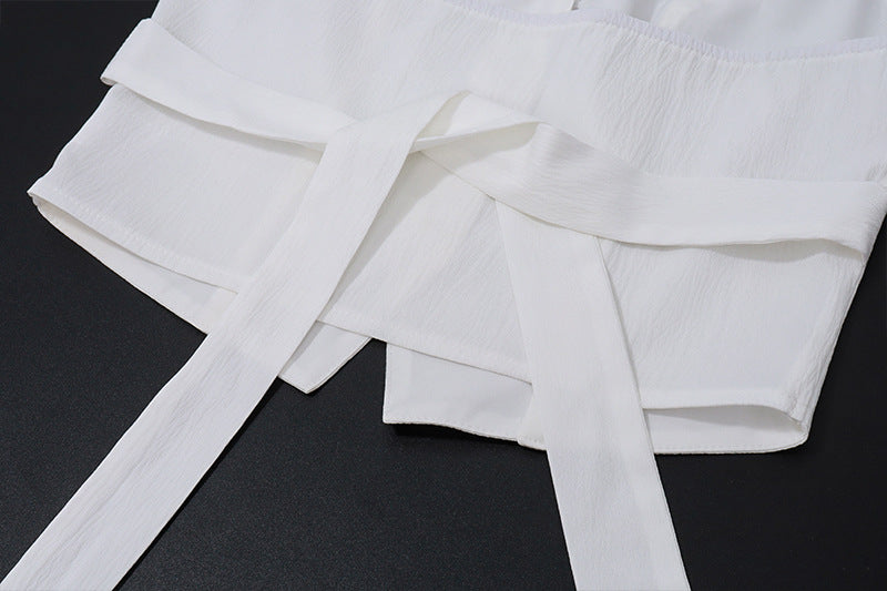 Women sexy V-neck Halter Neck Top and slit skirt two-piece set 13