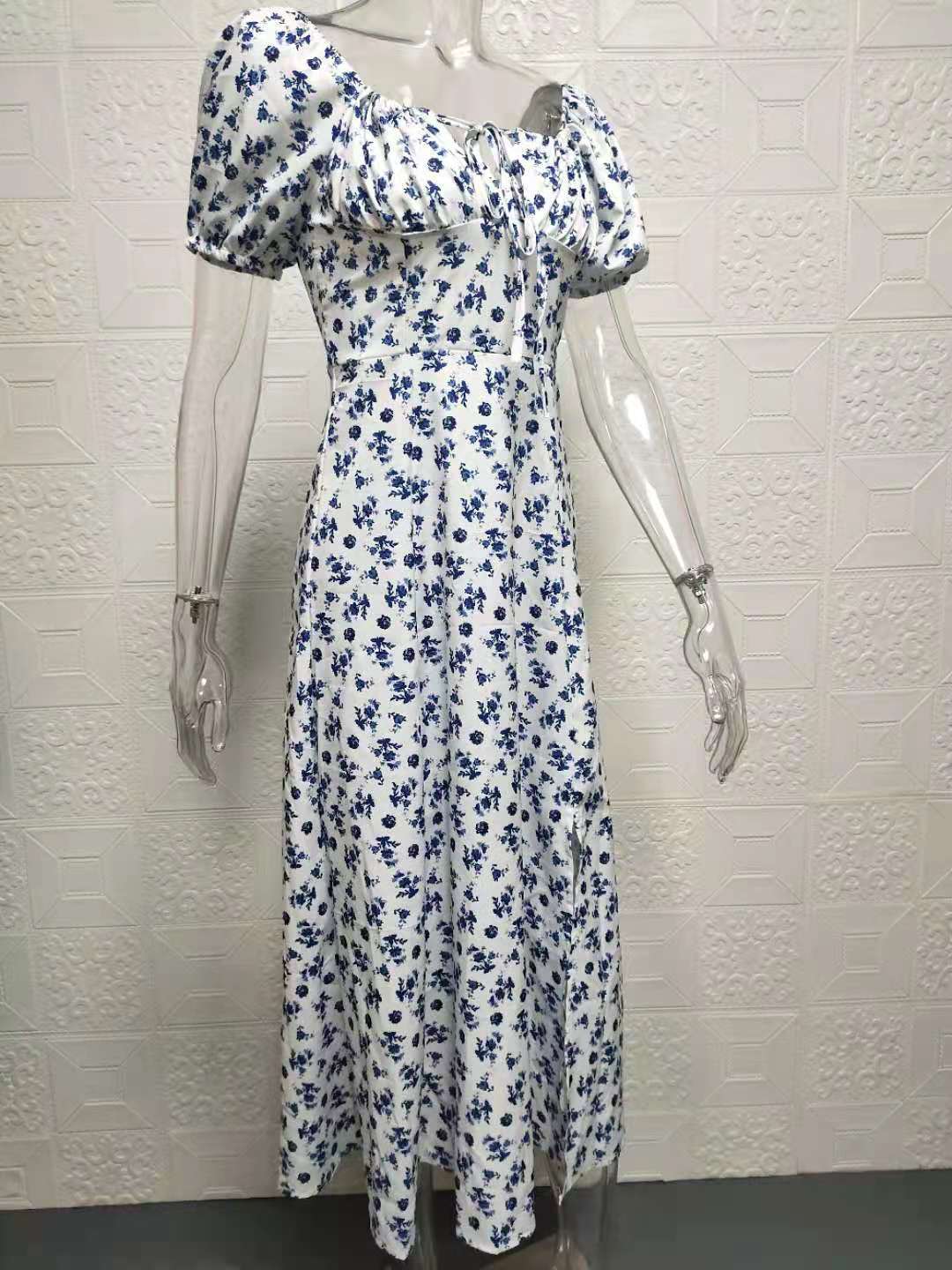 Square Neck Long Floral Summer Dress 24