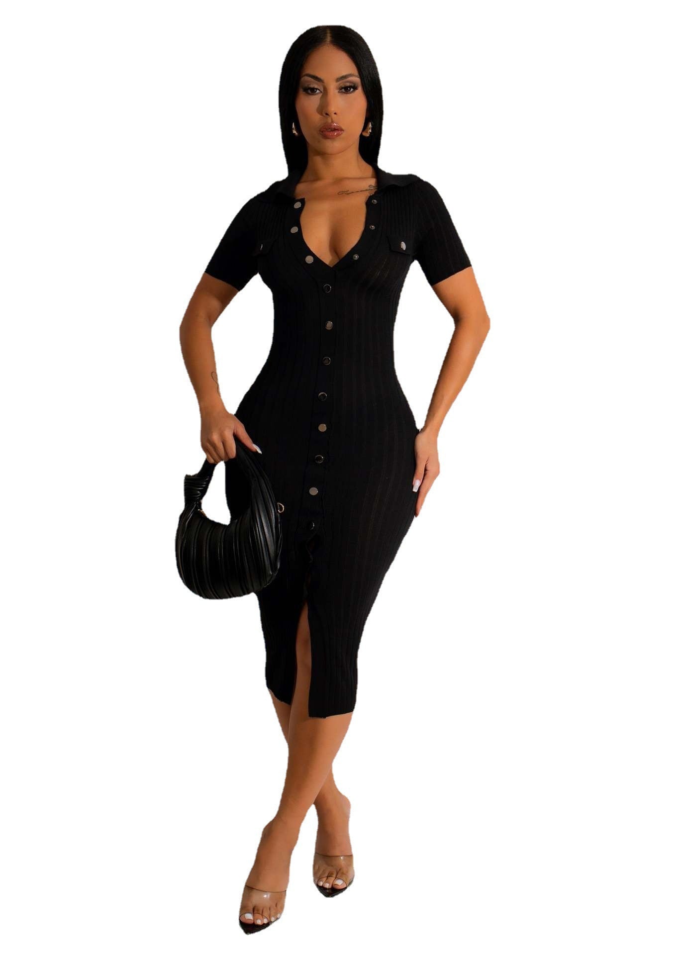 Women's Long Tassel Stretch Knitting Wide Ribbed Dress 7