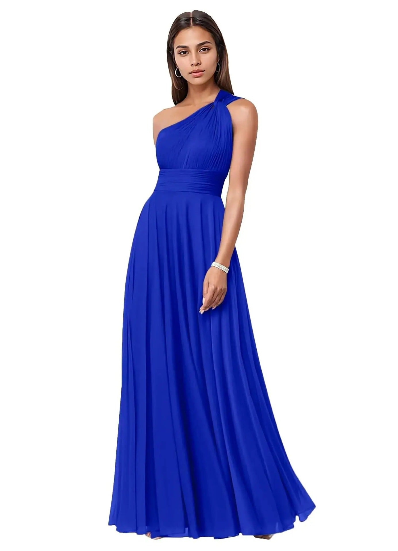 Evening Dress Long Slim Fit Bridesmaid Dress Wedding One-Shoulder Chiffon Ball Gown（Processing time need 3-6 days） 6