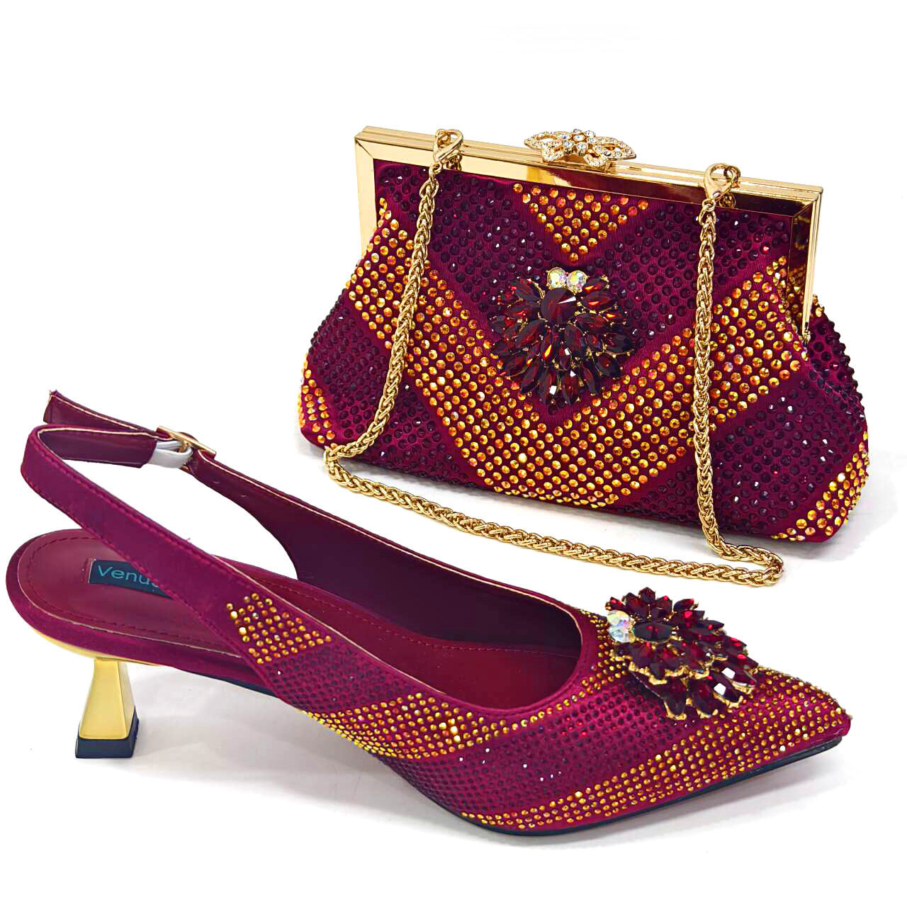 Pointed-Toe Shoe And Bag Set Combination Heels Pointed-Toe Shoes Trapezoidal Bags 14