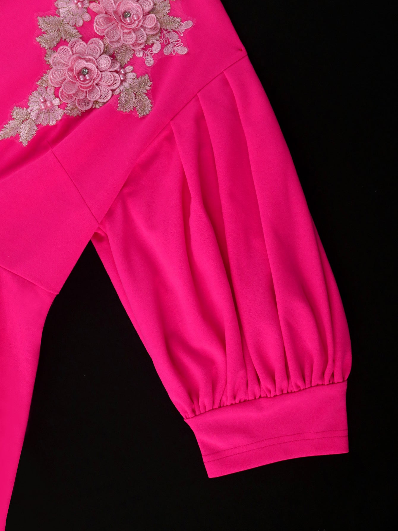 Women V-neck Lantern Sleeve Embroidered Dress 10