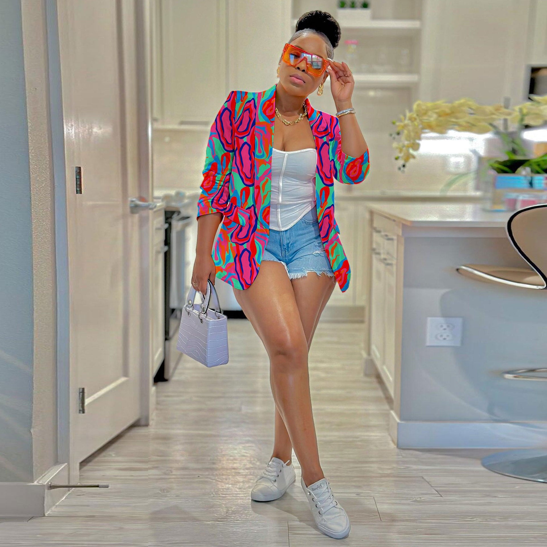 Casual Fashion Multi-Color Print Fashion Blazer Top 8