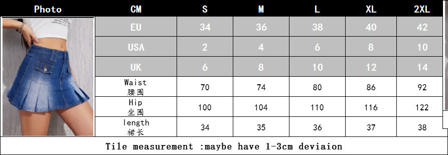 Women Pleated Denim Skirt 8