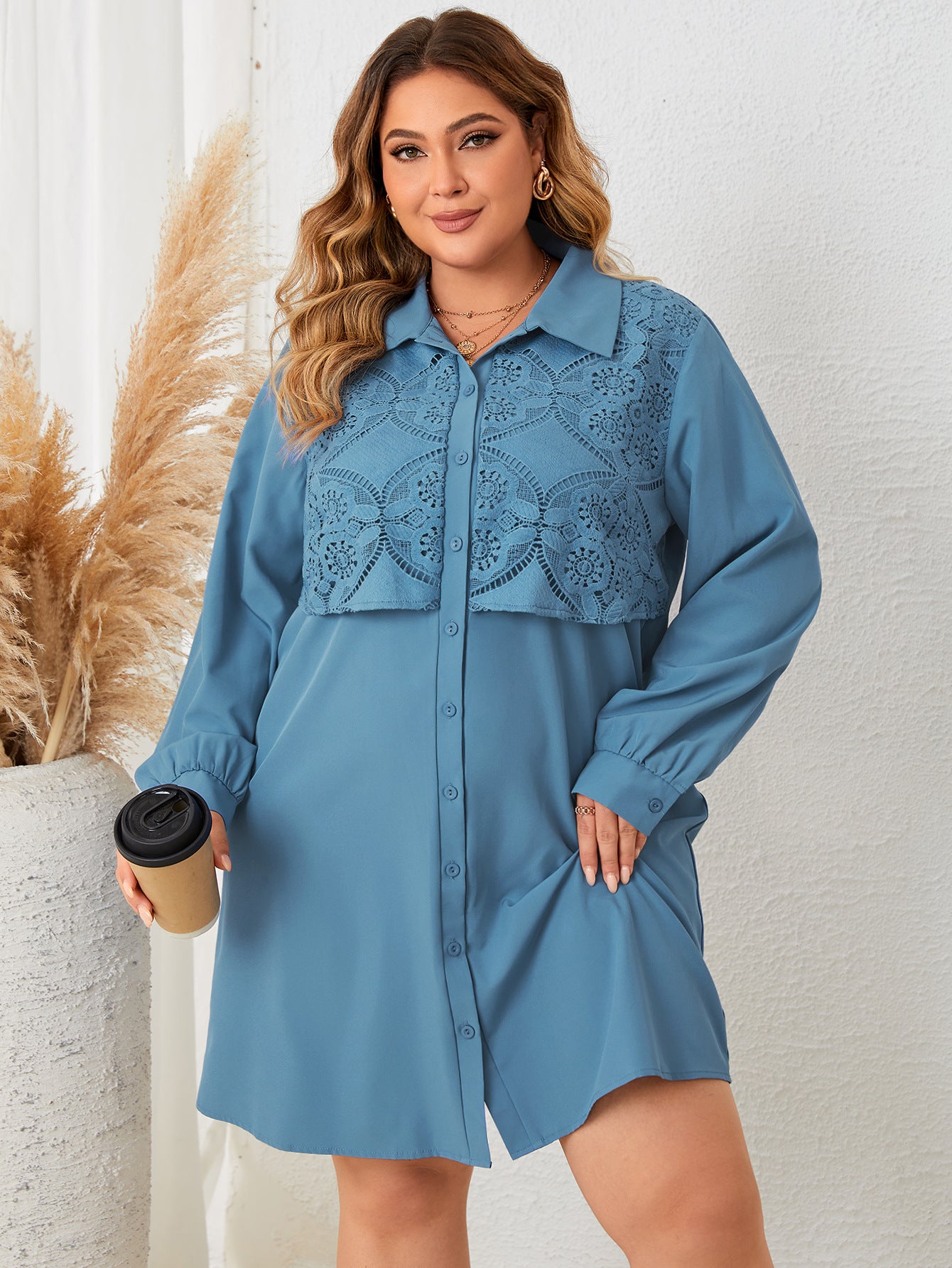 Women Polo Neck Chic Elegant Long Sleeve Dress 4