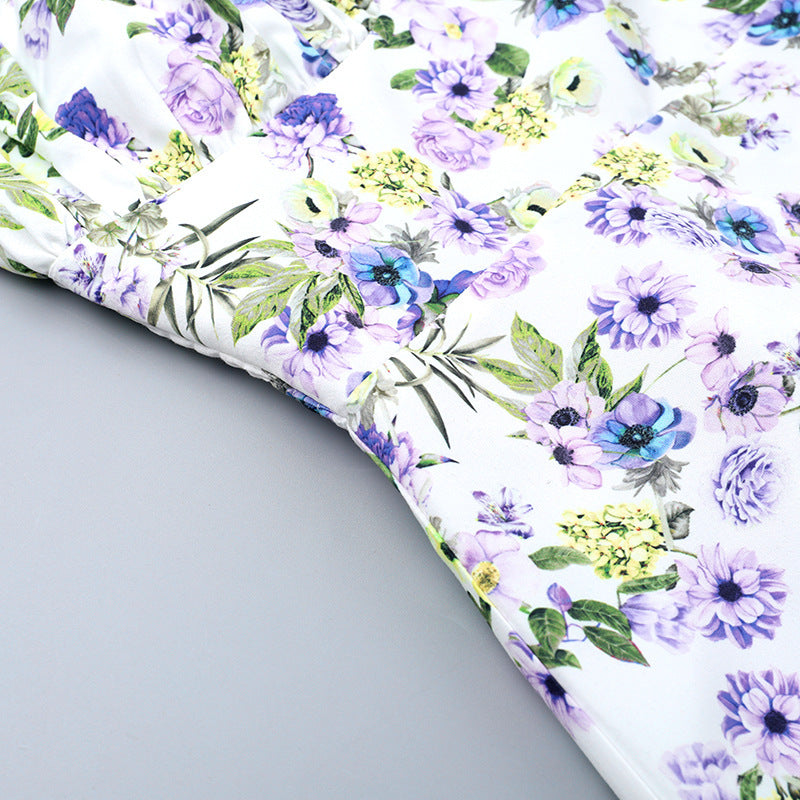 Women summer French printed slit Strap Dress 16