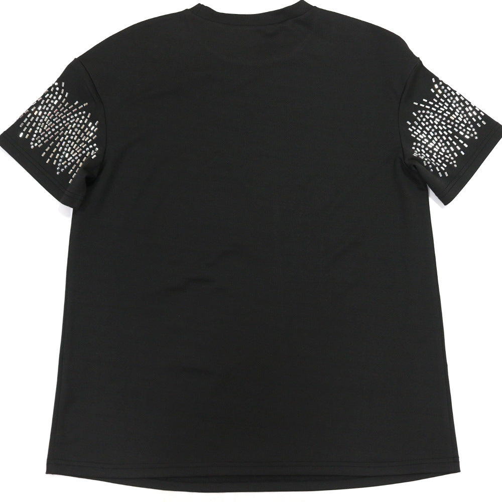 Women Casual Beaded Round Neck Short Sleeve Top and Shorts Two-Piece Set 8