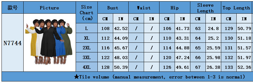 Plus Size Women's Ruffled Shoulder Long Sleeve Layered Swing Dress 16