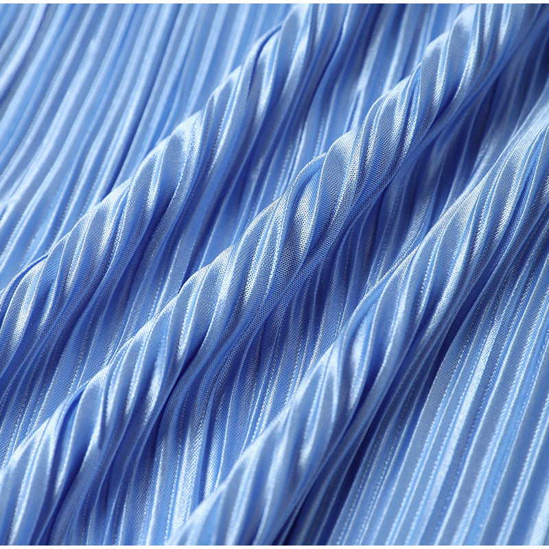 Spring/Summer Solid Color Drape Loose Silky Pleated Casual Two-piece Set 29