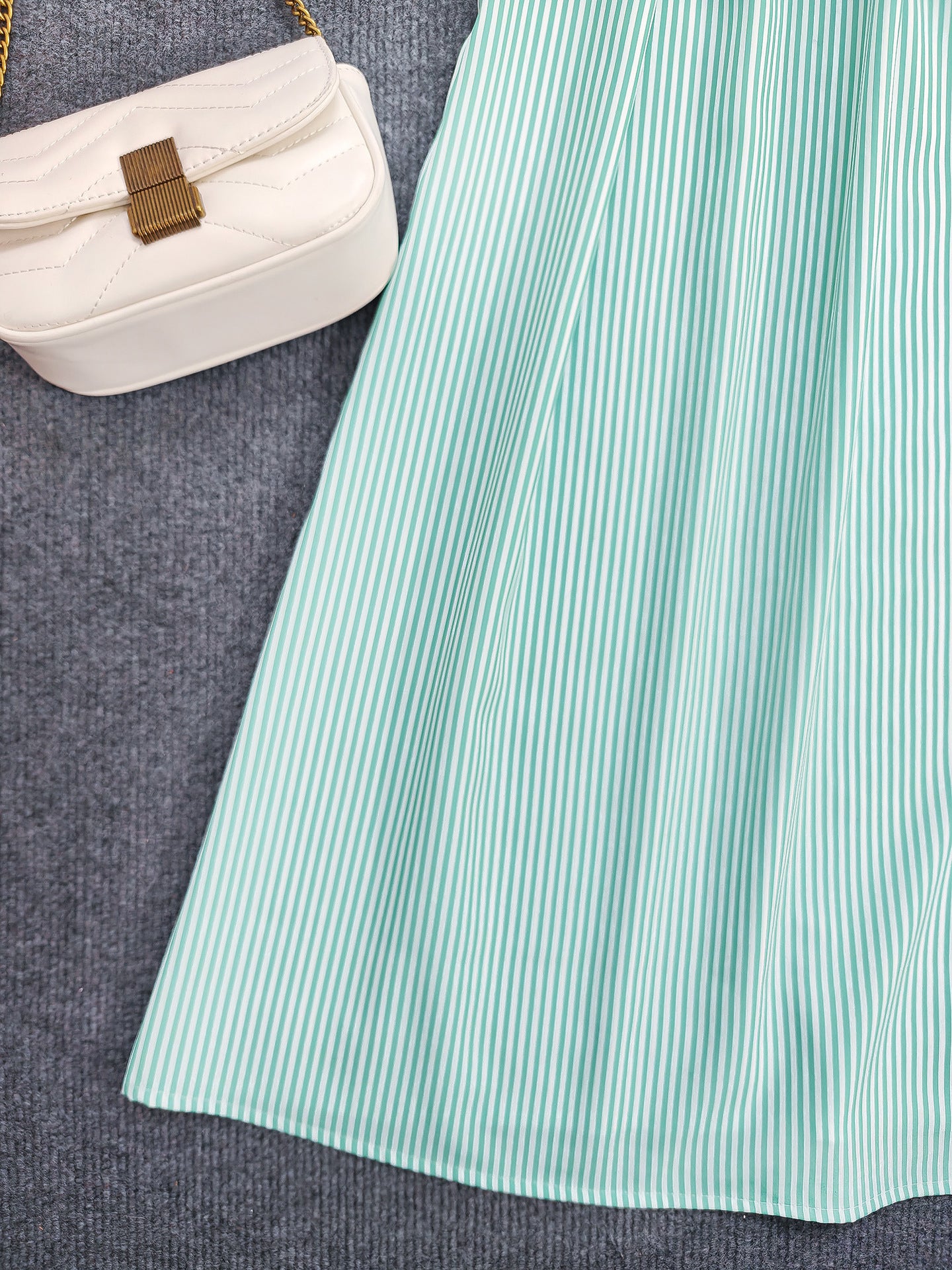 Women's Striped Long Sleeve Turndown Collar Elegant Casual Belted Long Dress 8