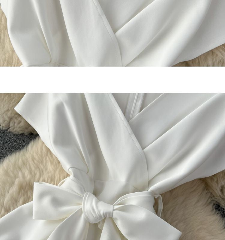 Summer Bow Tie Slim Waist Chic Formal Party Dress 12