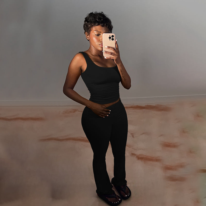 Women casual crop tank top and Pants two-piece set 5