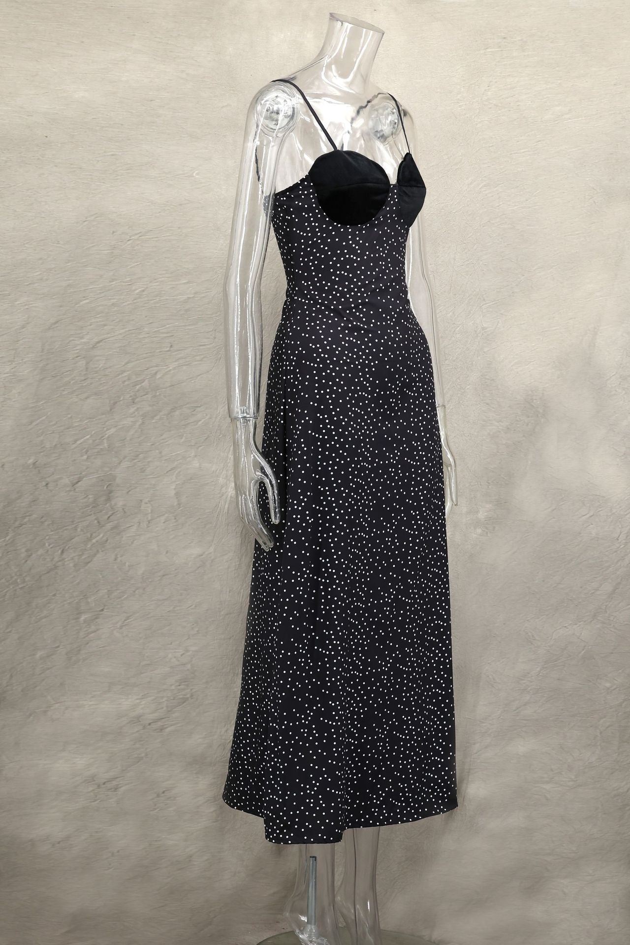 Spring Summer Style Contrast Slim Waist Polka Dot Print Dress 8