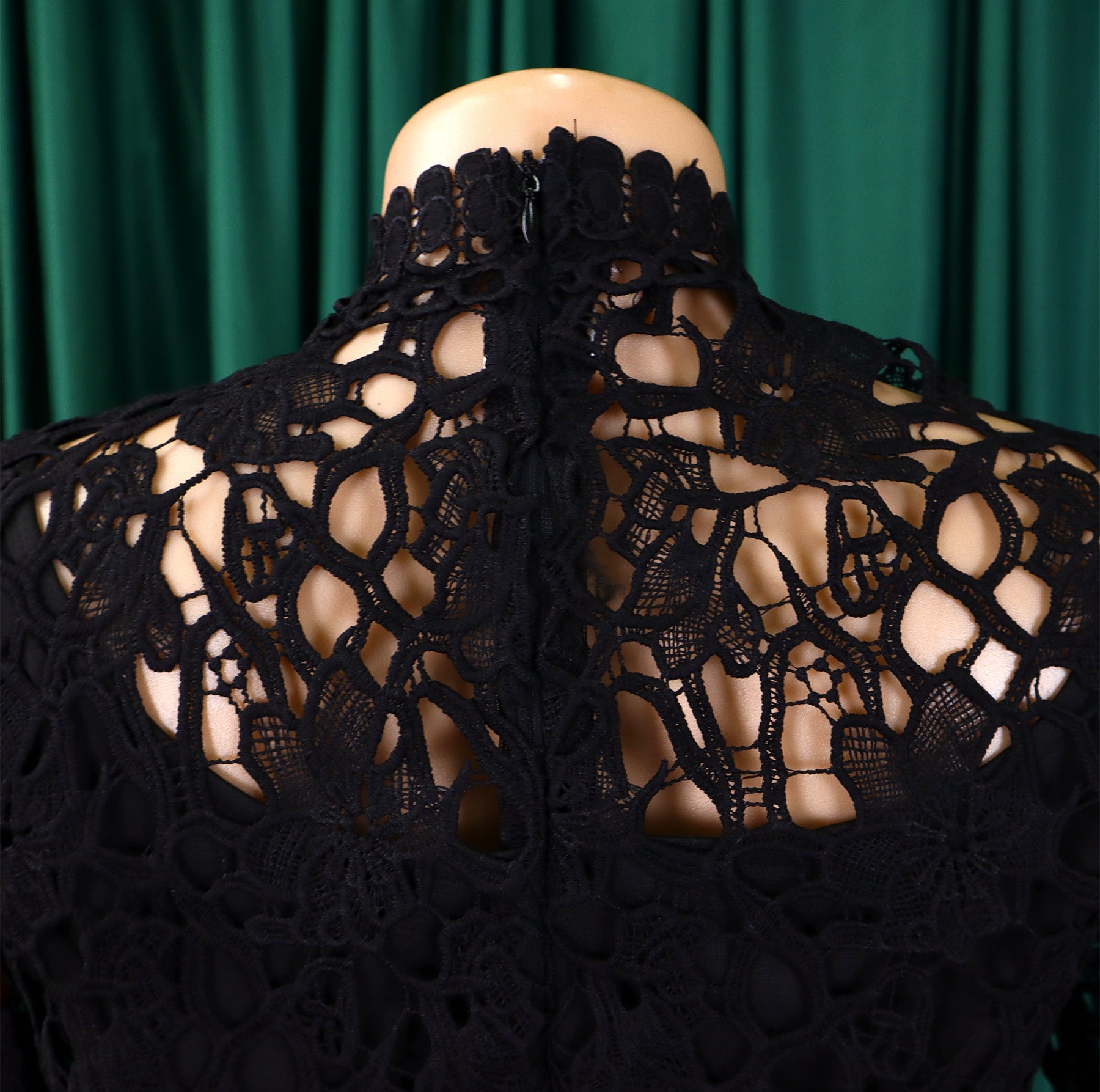 Women's Sexy Lace Hollow Short Sleeve Belt High Waist Wide Leg Jumpsuit 21