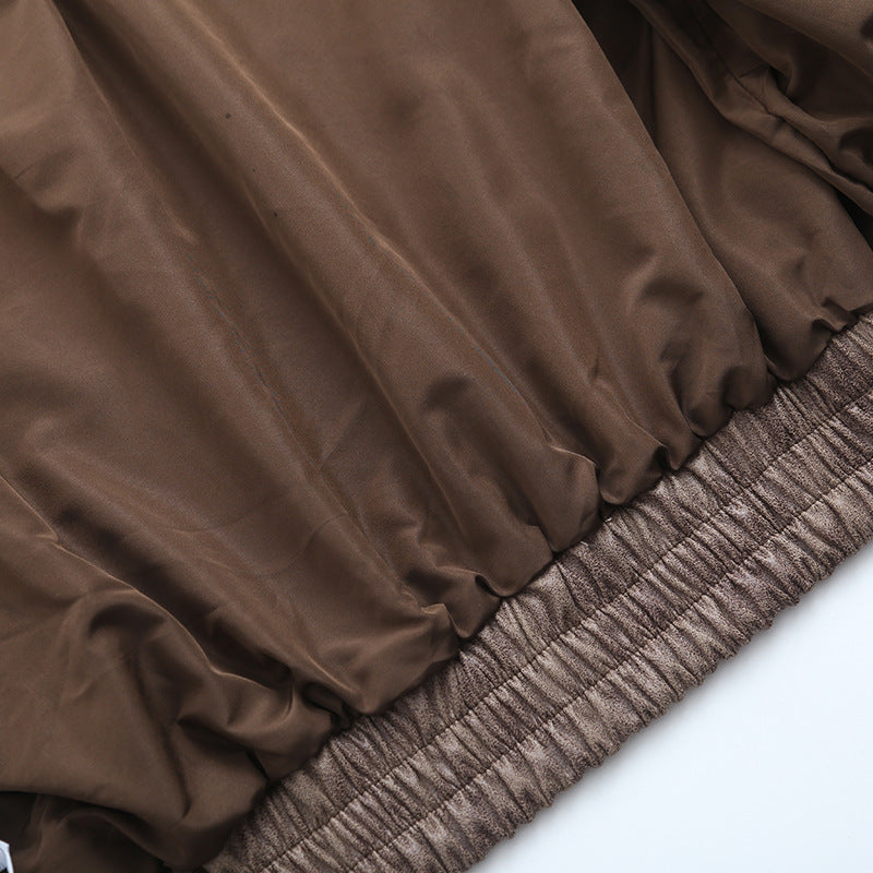 Women American Retro Loose PU-Leather Flight Jacket 28