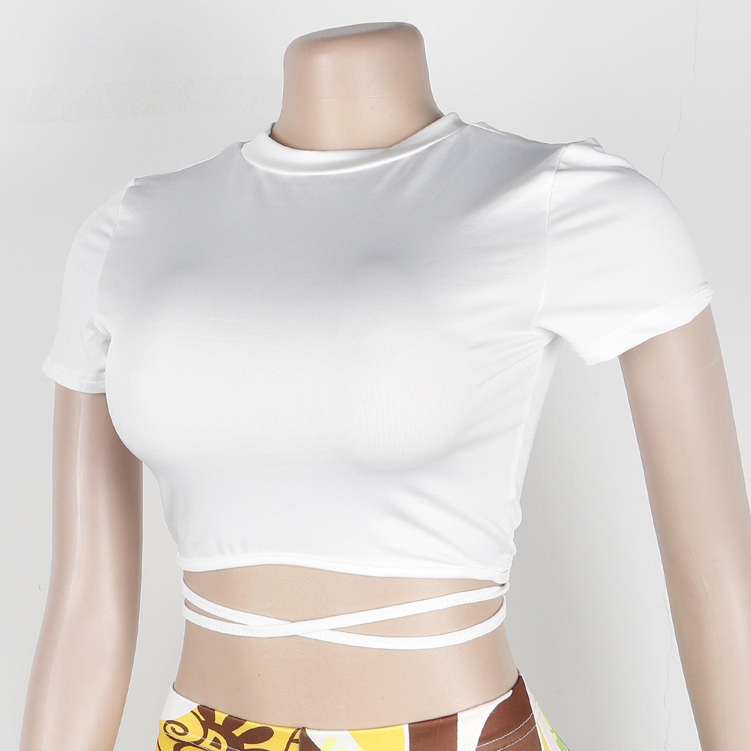 Women Sexy Short Sleeve Top+ Printed Trousers Two-piece Set 26