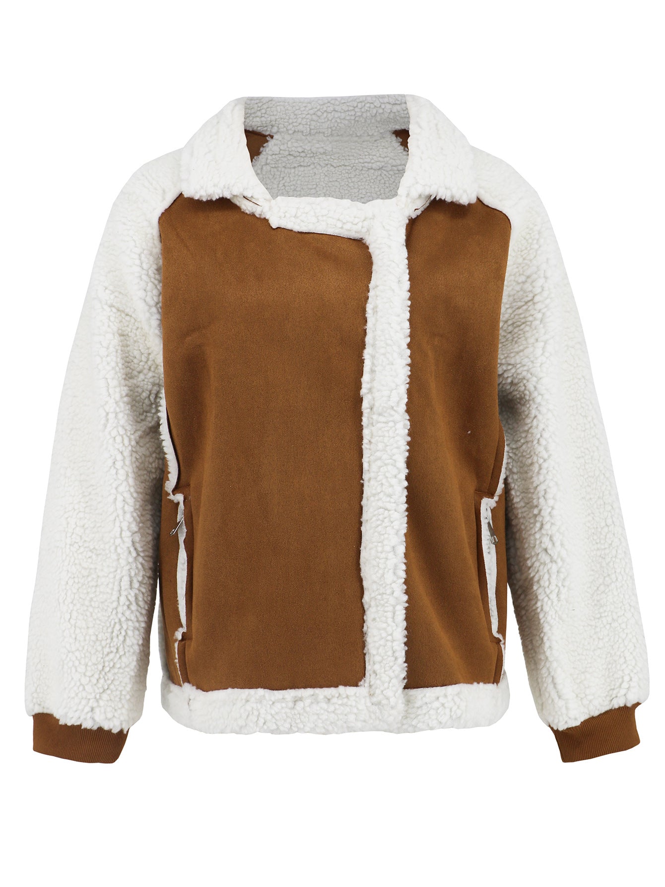 Women's winter Lambswool Jacket Denim Leather Zipper Jacket 12