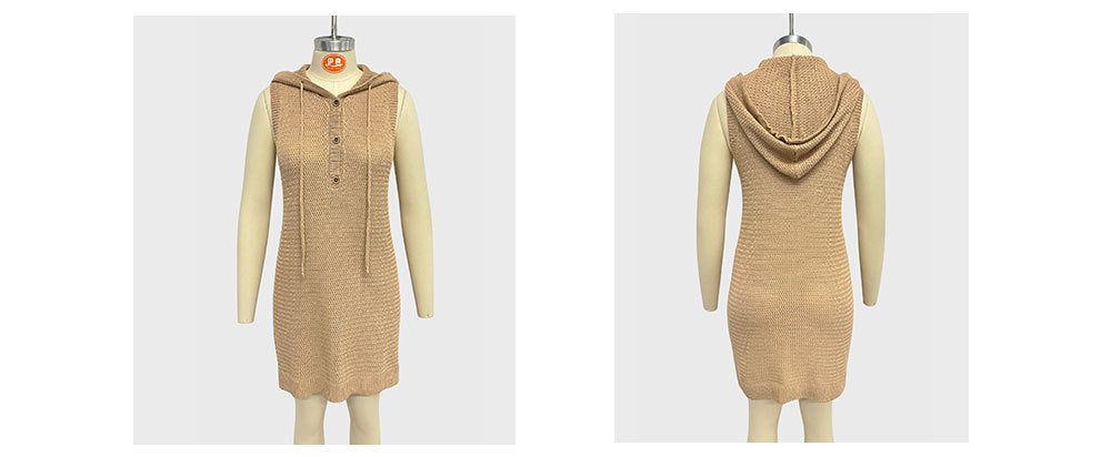 Women v-neck sleeveless hooded dress 16