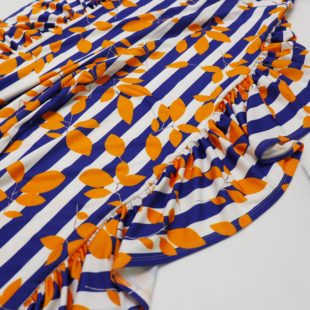 Chic Puff Sleeve Elegant Ruffled High Waist Overalls Straight Leg Trousers Women's Jumpsuit 14