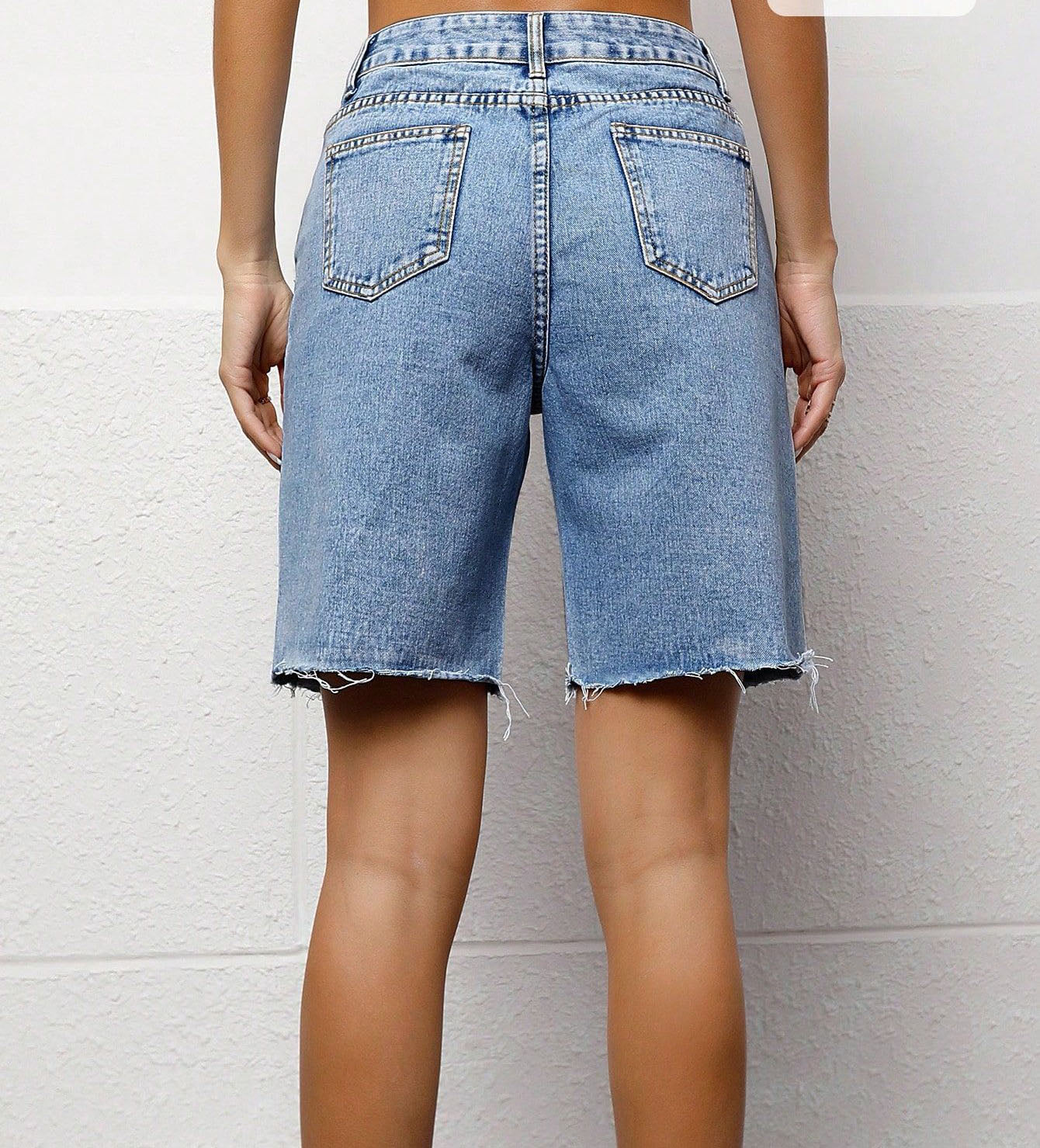 Women Casual Washed Denim Shorts 16