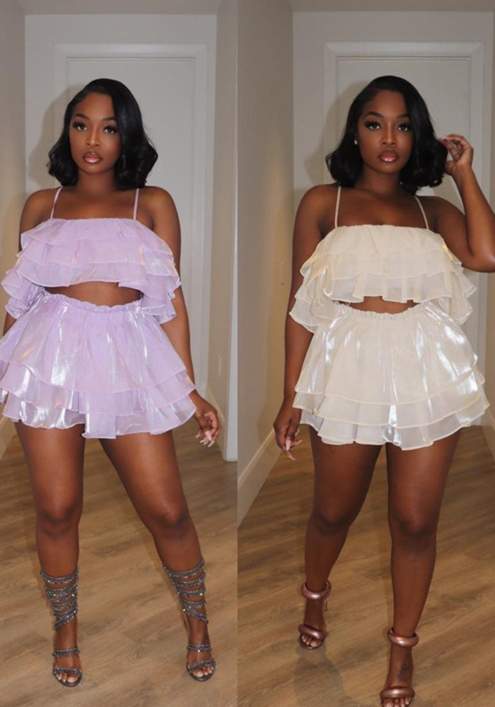 Women Solid Suspenders Top and Hakama Set