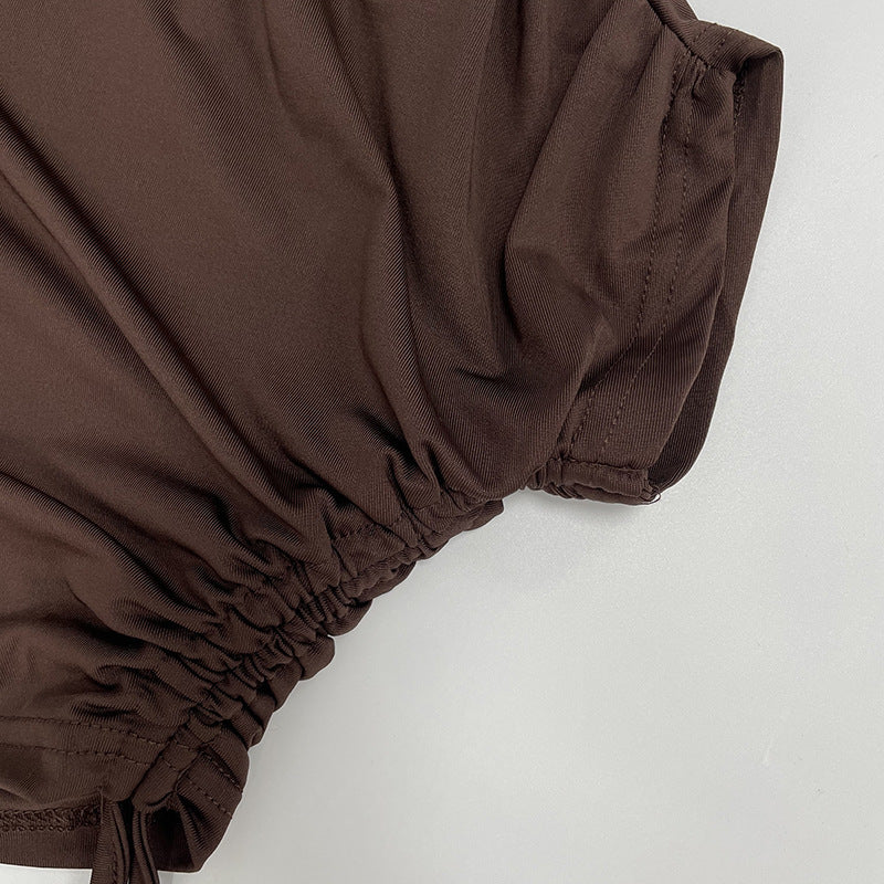 Women's Fashion Slash Shoulder Sexy Crop Top & Slit Skirt Set 13