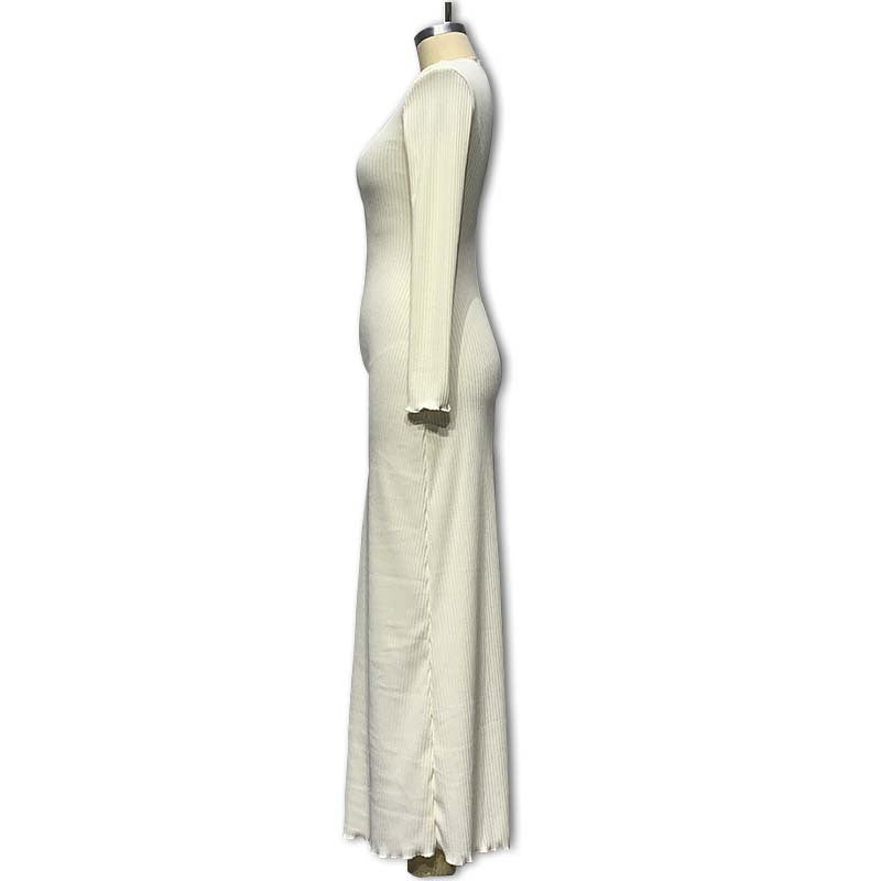 Autumn And Winter Slim Waist High Collar Slim Fit Knitting Long Dress For Women 16