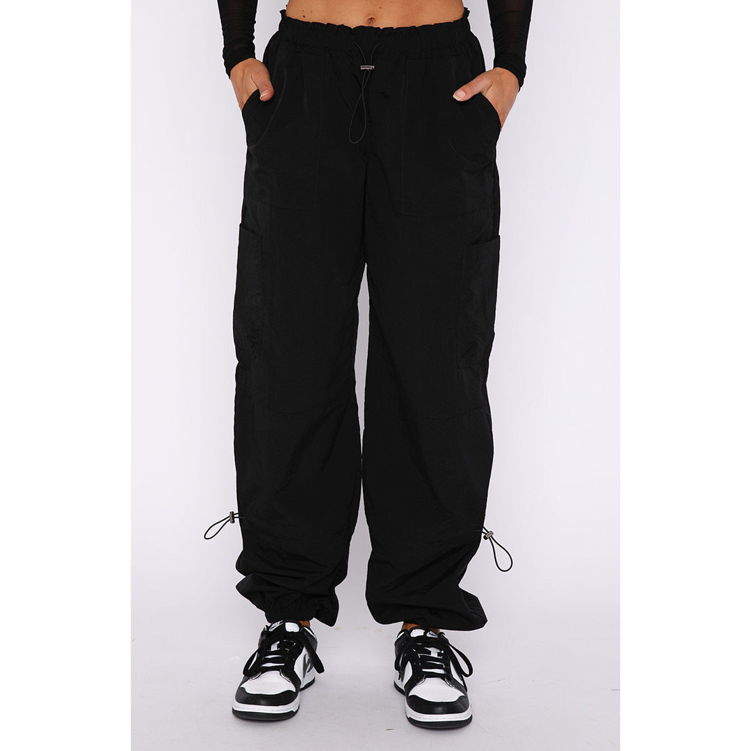 Women's Loose Lace-Up Multi-Pocket Stretch Cargo Casual Pants 22