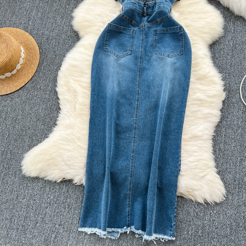 Women's Summer Slit Strap Dnim Dress 6