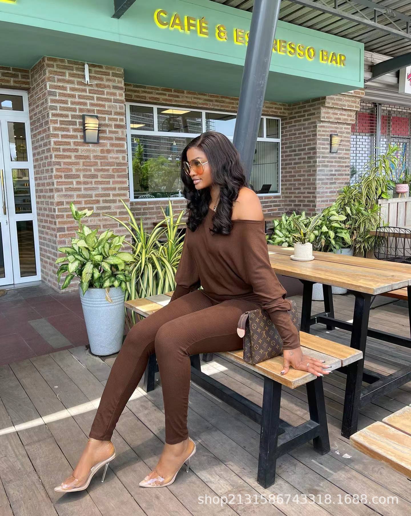 Women's Autumn And Winter Solid Color Slim Fit Fashion Long Sleeve Tight Fitting Jumpsuit 4