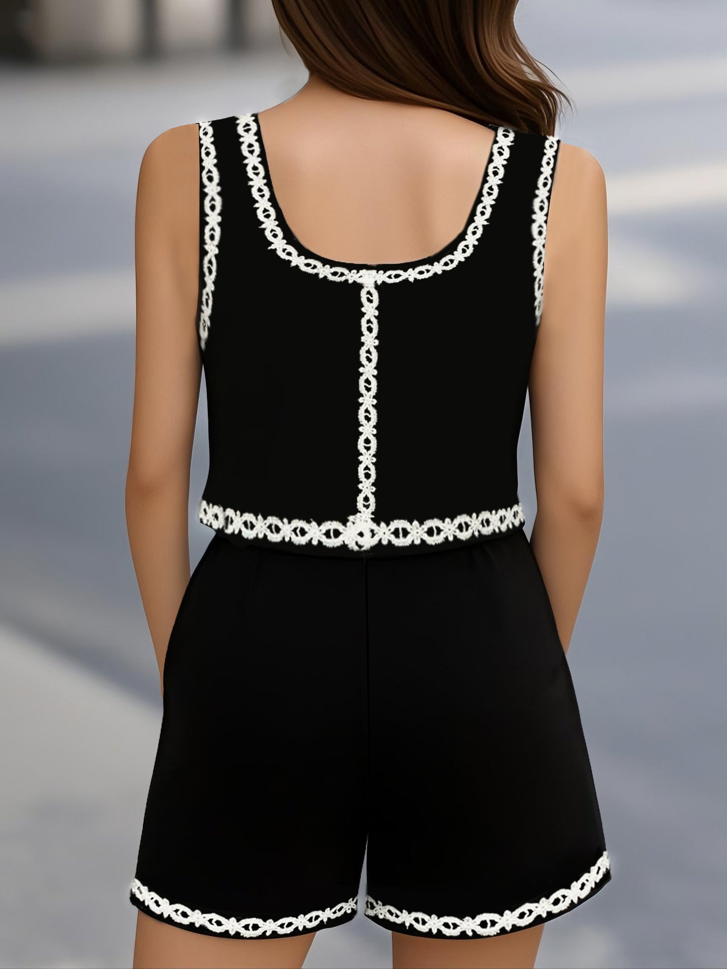 Lace Trim Vest & Shorts Summer Set 3