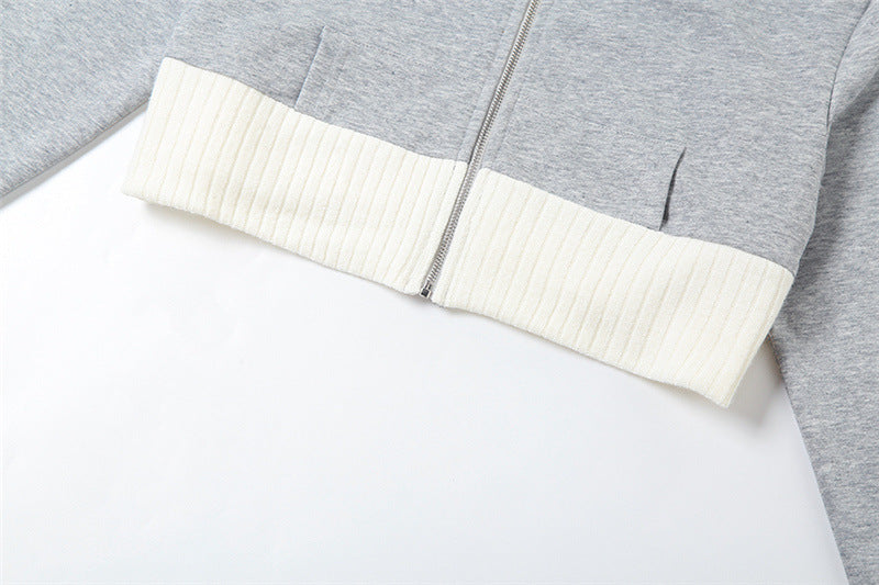 Autumn Women's Long Sleeve Crop Jacket High Waist Slim Fit Pleated Skirt Two Piece Set 22