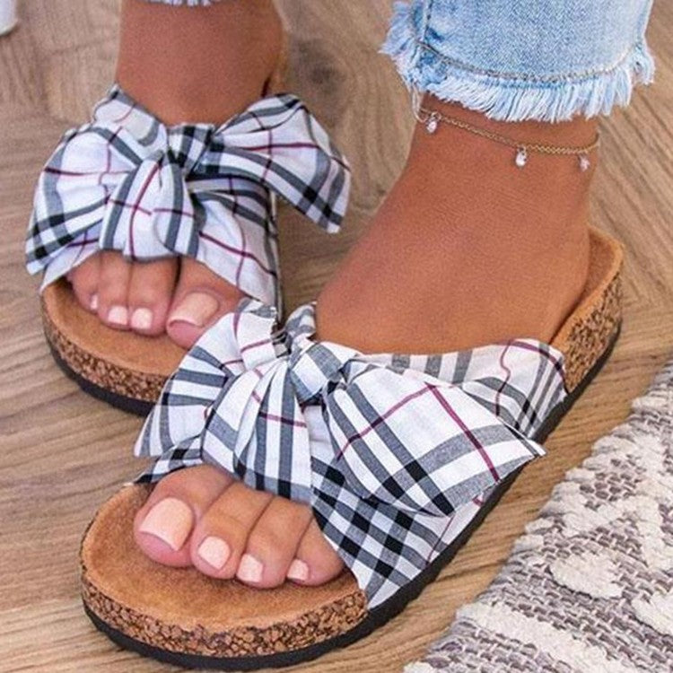 Slippers women's summer Outdoor Wear summer bow home shoes women's flat heel sandals beach slippers 7