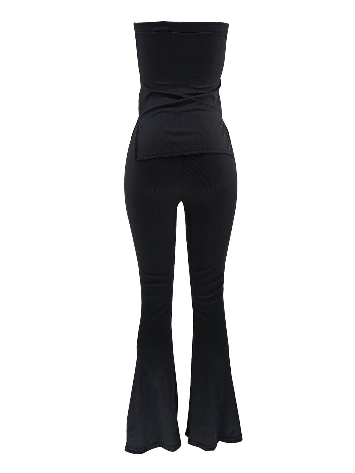 Strapless Slim Sexy Solid Color Women's Two-Piece Pants Set 12