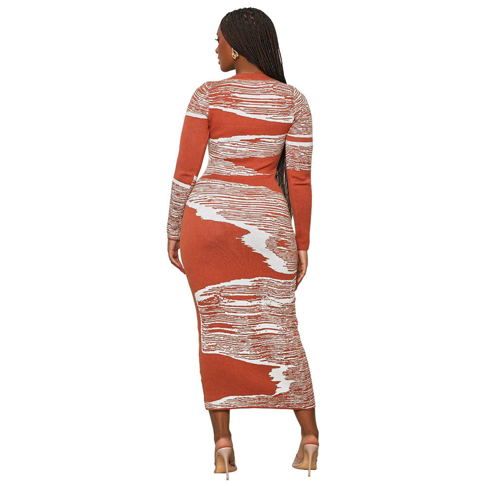 Women Printed Long Sleeve Maxi Dress 7