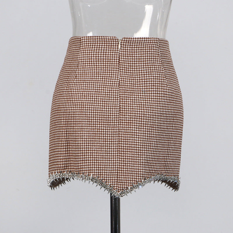 Women Diamond Blazer Bodycon Skirt Two-piece Set 9