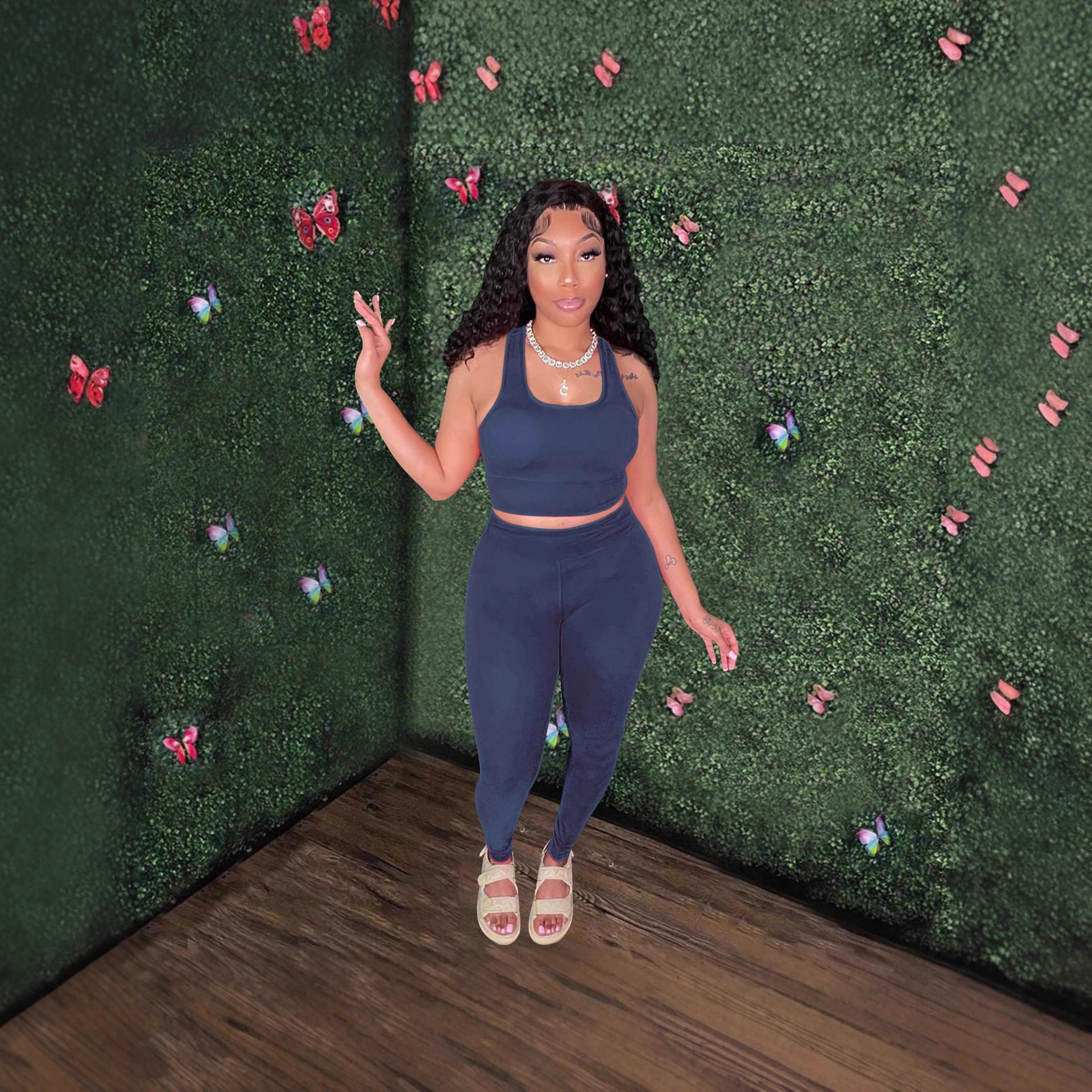 Women's Sexy Vest Outdoor Sports Tight Fitting Yoga Pants Two-Piece Set 8